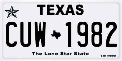 TX license plate CUW1982