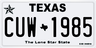 TX license plate CUW1985