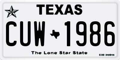 TX license plate CUW1986