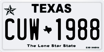 TX license plate CUW1988