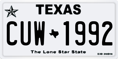TX license plate CUW1992