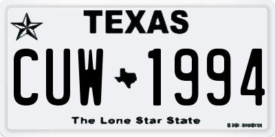 TX license plate CUW1994