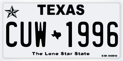 TX license plate CUW1996