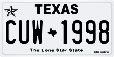TX license plate CUW1998