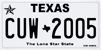 TX license plate CUW2005