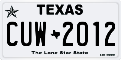 TX license plate CUW2012