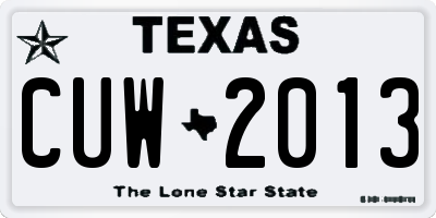 TX license plate CUW2013