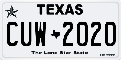 TX license plate CUW2020