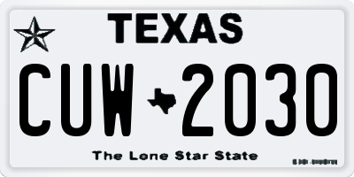 TX license plate CUW2030