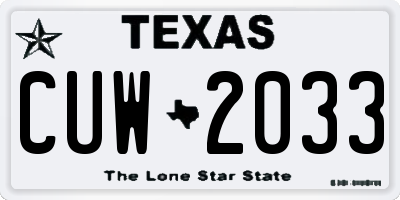 TX license plate CUW2033