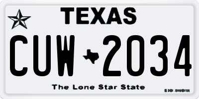 TX license plate CUW2034