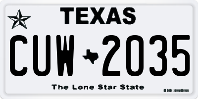 TX license plate CUW2035