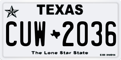 TX license plate CUW2036