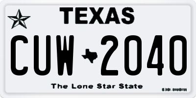 TX license plate CUW2040