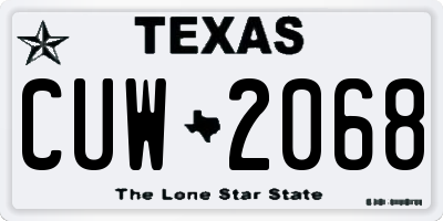 TX license plate CUW2068