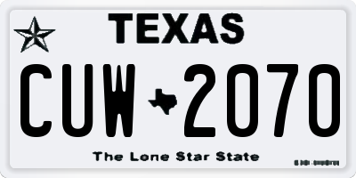 TX license plate CUW2070