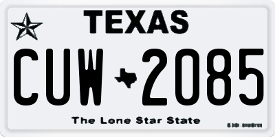 TX license plate CUW2085