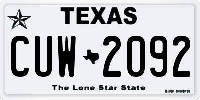 TX license plate CUW2092