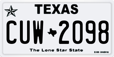 TX license plate CUW2098