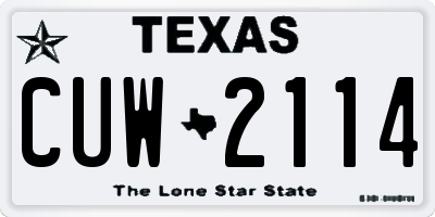 TX license plate CUW2114