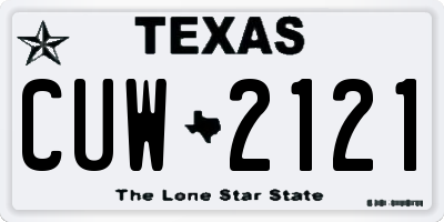 TX license plate CUW2121