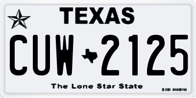 TX license plate CUW2125