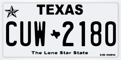 TX license plate CUW2180