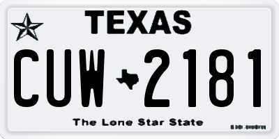 TX license plate CUW2181