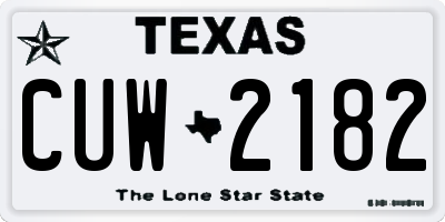 TX license plate CUW2182