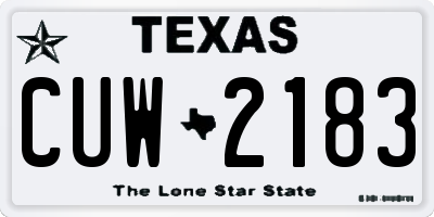TX license plate CUW2183