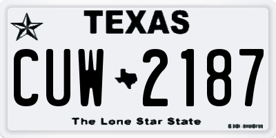TX license plate CUW2187
