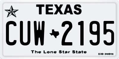 TX license plate CUW2195