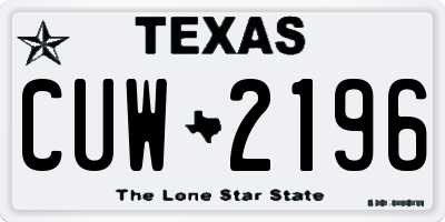 TX license plate CUW2196