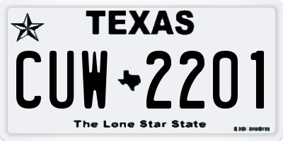 TX license plate CUW2201
