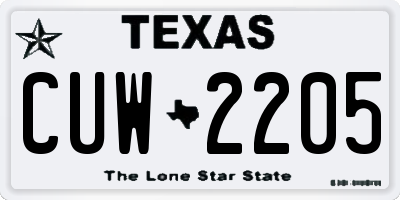 TX license plate CUW2205