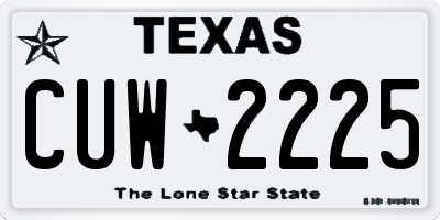 TX license plate CUW2225