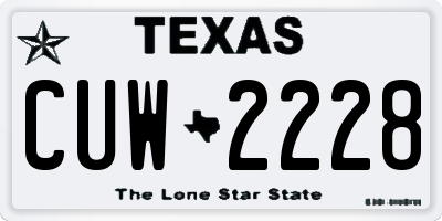 TX license plate CUW2228