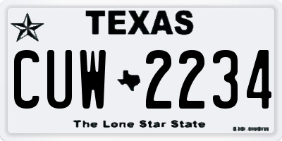 TX license plate CUW2234