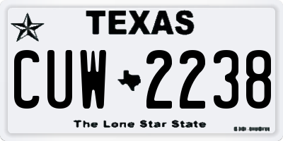 TX license plate CUW2238