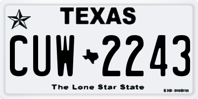 TX license plate CUW2243