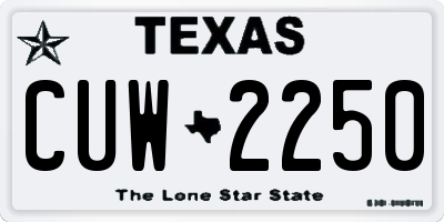 TX license plate CUW2250