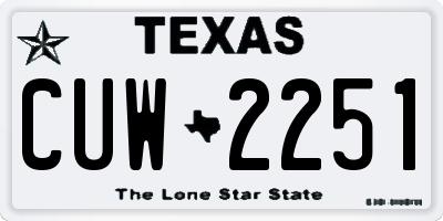 TX license plate CUW2251