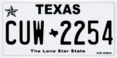 TX license plate CUW2254