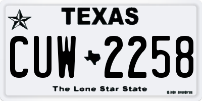 TX license plate CUW2258