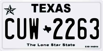TX license plate CUW2263