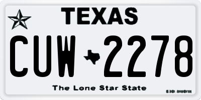 TX license plate CUW2278