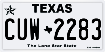 TX license plate CUW2283