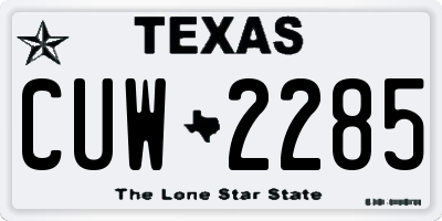 TX license plate CUW2285