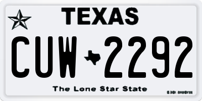 TX license plate CUW2292