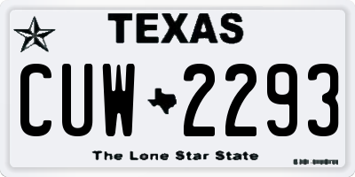 TX license plate CUW2293